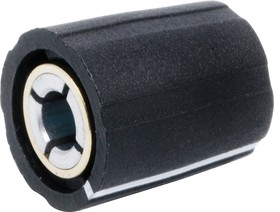 Фото 1/2 S111 004BK, 11mm Black Potentiometer Knob for 4mm Shaft Splined, S111 004BK