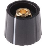 21mm Black Potentiometer Knob for 6.35mm Shaft Splined, S211 250BK