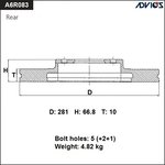 A6R083B, Диск тормозной зад. ADVICS