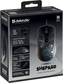 Фото 1/10 52620, Defender Игровая мышь проводная Shepard GM-620L RGB,7кнопок,12800dpi
