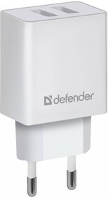 83580, Defender Сетевой адаптер UPA-22 белый, 2xUSB, 2.1А – купить оптом и в розницу