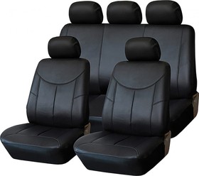 Фото 1/4 Чехлы универсальные на автомобильные сиденья,комплект STYLE, экокожа, черные KRAFT KT835625