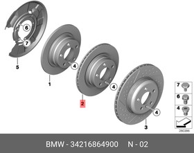 34216864900, Диск тормозной BMW 3 (F30,F80),4 (F32) задний (1шт.) OE