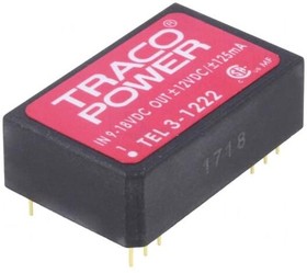 Фото 1/5 TEL 3-1222, Isolated DC/DC Converters - Through Hole Product Type: DC/DC; Package Style: DIP-24; Output Power (W): 3; Input Voltage: 9-18 VD