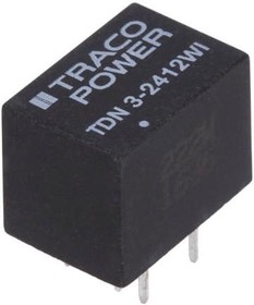 Фото 1/2 TDN 3-2412WI, Isolated DC/DC Converters - Through Hole 9-36Vin 12Vout 250mA 3W Iso DIP