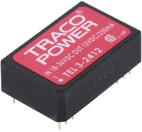 Фото 1/3 DC/DC converter, 18-36 VDC, 3 W, 1 output, 12 VDC, 81 % efficiency, TEL 3-2412