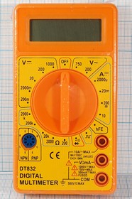 Мультиметр, цифровой, M832(DT832), желтый, DIGITAL; приб мультиметр\цифр\M832 (DT832)\желтый\DIGITAL