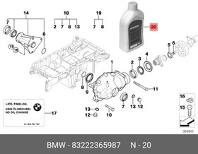 Фото 1/2 83222365987, Масло трансмиссионное BMW Синтетическое 75W-90 1л.