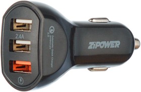 Фото 1/4 PM6648, USB зарядное устройство, QC3.0 5 В/3,1 А, 2 USB 5 В/4,8 A, 18 Вт, 6 см, черный