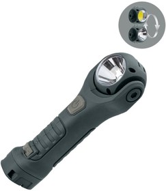 Фонарь-светильник аккумуляторный 3Вт LED+4Вт COB LED+красн. съемный Li-ion 18650 1200мА.ч корпус ABS-пластик USB-шнур поворот. механизм исто