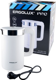 ERGOLUX PRO ELX-KS11-C01 электрический, белый с нерж. сталью, Чайник
