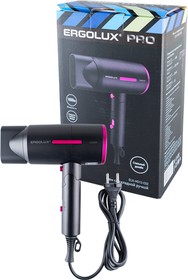 ERGOLUX PRO ELX-HD13-C02 фен со складной ручкой, черный с розовым, Фен