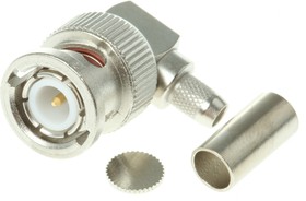 Фото 1/3 J01000A1257, Plug Cable Mount BNC Connector, 50, Crimp Termination, Right Angle Body
