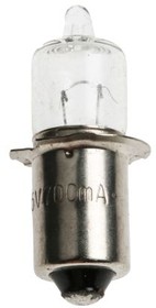 H05910, 3.4 W Clear Halogen Bulb P13.5s, Mini Candle, 4 V, 9.5mm