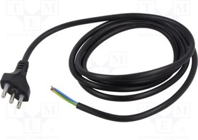 C114, Cable; CEI 23-50 (L) plug,wires; PVC; 2m; black; 3x0,75mm2; 10A