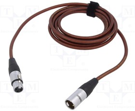 TK333PSF-TB, Cable; XLR male 3pin,XLR female 3pin; 3m; brown; 0.25mm2; Cores: 2