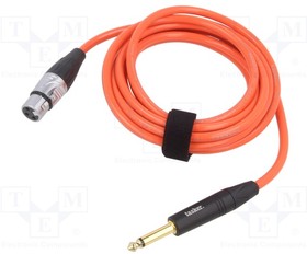 TK223PSF-A, Cable; Jack 6,3mm 2pin plug,XLR female 3pin; 3m; orange; 0.25mm2