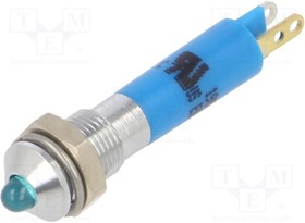 19020357, Индикат.лампа: LED; выпуклый; голубой; 24ВDC; O6мм; металл