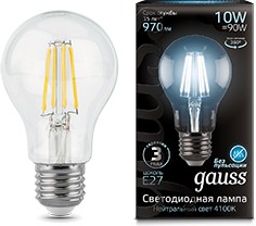 Фото 1/10 Gauss Лампа Filament А60 10W 970lm 4100К Е27 LED