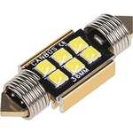 Автолампа диод T11(C5W) 12V 6SMD диодов 1-конт 36мм с обманкой Белая S08201478