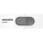 Флеш накопитель 32GB ADATA UV220, USB 2.0, белый/серый