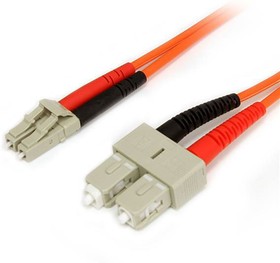 Фото 1/3 FIBLCSC1, LC to SC Duplex Multi Mode OM1 Fibre Optic Cable, 62.5/125μm, Orange, 1m