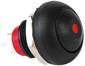 30-12638, PUSHBUTTON SW, MINIATURE, SPST, BLK/RED