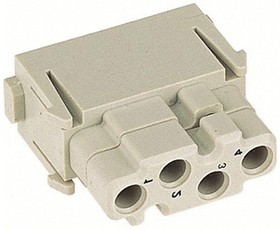Фото 1/3 09140044513, Heavy Duty Power Connector Insert, 1.5A, Female, Han-Modular Series, 4 Contacts