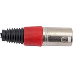Разъем XLR 3P штекер металл цанга на кабель, красный, PL2175
