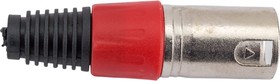 Фото 1/5 Разъем XLR 3P штекер металл цанга на кабель, красный, PL2175
