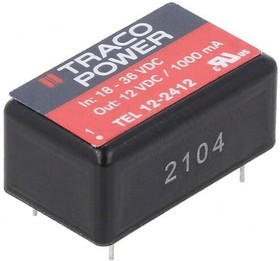 Фото 1/3 TEL 12-2412, Isolated DC/DC Converters - Through Hole 18-36Vin 12V 1A 12W DIP Iso