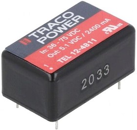 Фото 1/3 TEL 12-4811, Isolated DC/DC Converters - Through Hole 36-75Vin 5.1V 2.4A 12W DIP Iso