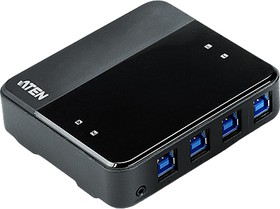 Фото 1/3 Переключатель Aten US434-AT USB, 4 ПК  4 устройства, 4 USB B-тип   4 USB A-тип, Male   Female, со шнурами A-B 2х1.2м.+2х1.8м. для подкл. к у
