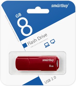 Фото 1/4 USB 2.0 накопитель SmartBuy 8GB CLUE Burgundy (SB8GBCLU-BG)