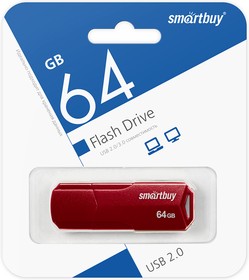 Фото 1/4 USB 2.0 накопитель SmartBuy 64GB CLUE Burgundy (SB64GBCLU-BG)