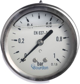 Фото 1/4 Analogue Pressure Gauge 1bar Back Entry, MIT3-F22.B15, 0bar min.