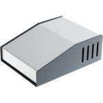 515-0910, 515 Series Grey Aluminium, Steel Desktop Enclosure, Sloped Front ...