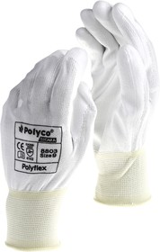 8803, Polyflex White Polyurethane General Purpose Work Gloves, Size 9, Large, Polyurethane Coating
