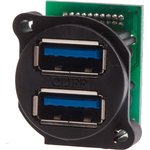 Straight, Panel Mount, Socket Type A 3.0 USB Connector