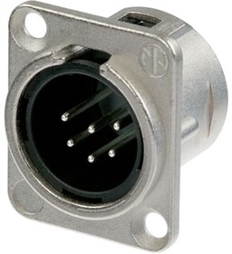 NC6MSD-L-1, Receptacle - DL1 Series - 6 Pole - Male - Solder Cups - Nickel Housing - Silver Contacts.
