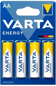 Фото 1/3 Батарея Varta Energy LR6 BL4 Alkaline AA (4шт) блистер