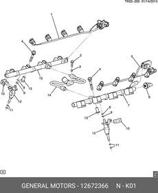 12672366, Монтажный комплект топливной форсунки / Chevrolet Camaro,CorveteTahoe, Yukon,Cadillac Escalade V8 15~
