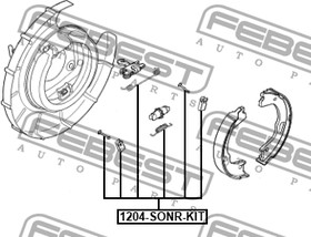 Фото 1/5 1204-SONR-KIT, Монтажный комплект барабанных колодок