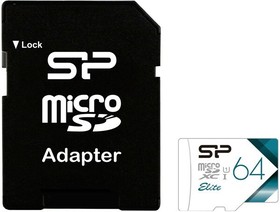 SP064GBSTXBU1V21SP, Флеш карта microSD 64GB Silicon Power Elite microSDHC Class 10 UHS-I (SD адаптер) Colorful