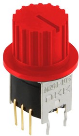 NR01104ANG13-2C, Rotary Switches 4POS 1P 28VAC/DC RED FLNGE 45Deg NonShrt