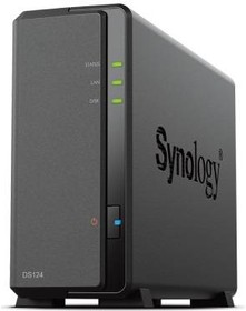 Фото 1/7 Synology DS124 Сетевое хранилище 1x2.5"/3.5" SATA, Realtek RTD1619B/4x1.7GHz, 1GB DDR4, 1x1 Гбит/с, 2xUSB