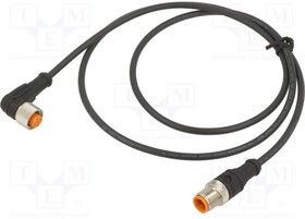 1210 1206 03 L1 300 1M, Соединительный кабель; M12; PIN: 3; 1м; вилка; 4А; LED; -25-80°C