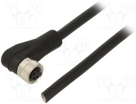 Sensor actuator cable, M8-cable socket, angled to open end, 4 pole, 5 m, PVC, gray, 4 A, 79 3384 45 04