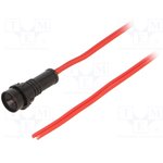 LKM220-R 600MM CABLE, Индикат.лампа: LED; выпуклый; 230ВAC; Отв: O10мм; IP20; пластик