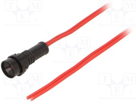 LKM220-R 600MM CABLE, Индикат.лампа: LED; выпуклый; 230ВAC; Отв: O10мм; IP20; пластик